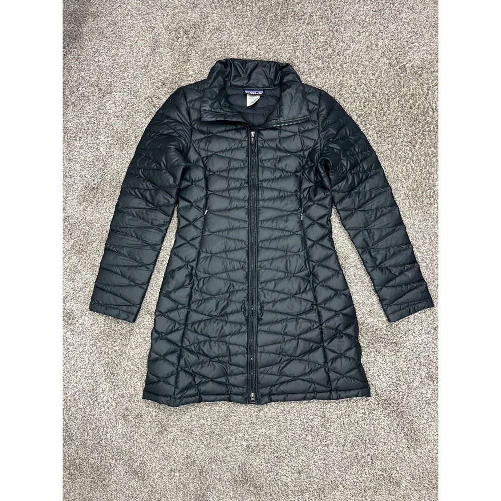 Patagonia Fiona Parka Coat Womens S Black Goose Down Full Zip Lightweight